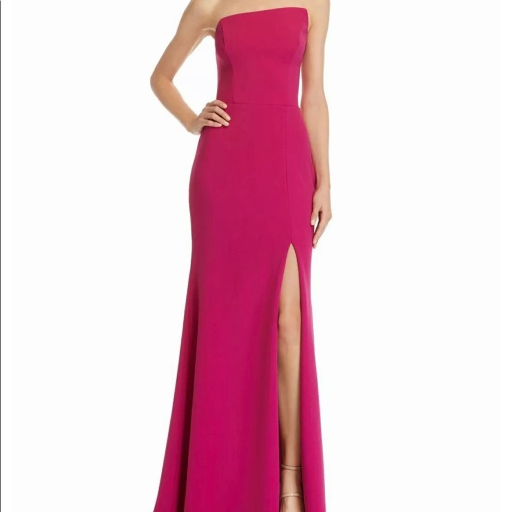 AQUA asymmetrical strapless gown